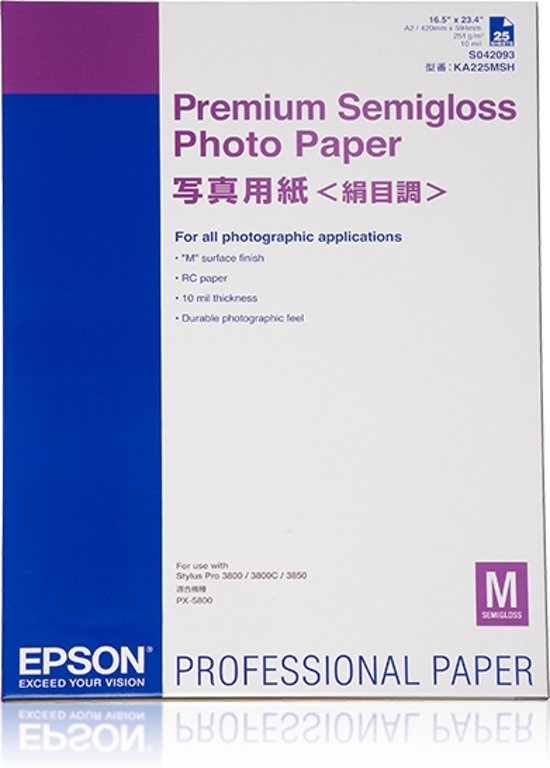 Epson Premium Semigloss Photo A2 25 Blatt